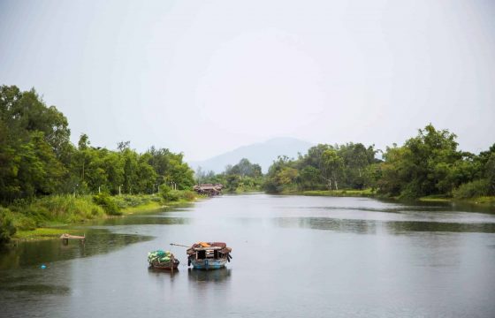Idyllic boat sailing in Hoi An river