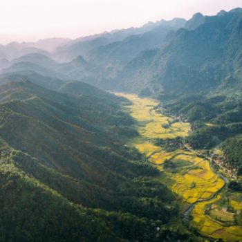 Scenery of mountain range in Pu Luong Nature Reserve